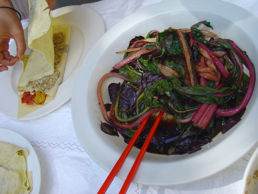 The chard layer, Ziggizagna pasta recipe.