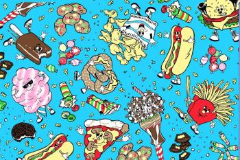 Jeremy Scott junkfood fabric from Food Fight collection - Fall 2006 Ready to Wear