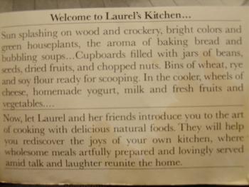 text from inner flap of Laurel's Kitchen