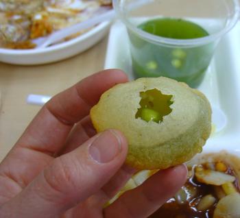 golgappa closeup at Evergreens in Delhi's Greenpark