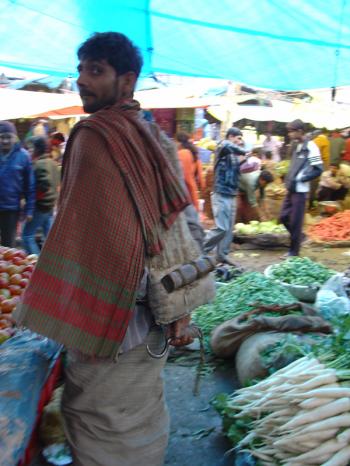 Porter with hook at Delhi's Sabzi Mandi