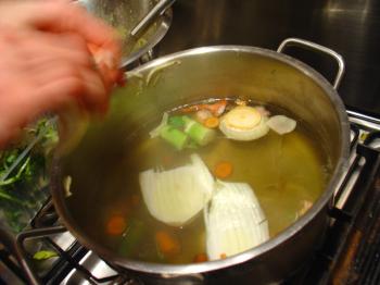 vegetable waste matza ball soup