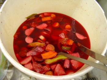 Homemade pickles in the fridge