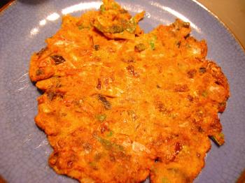 Golden kimchi pancake