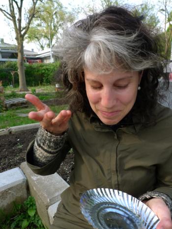 Culiblog author and Slim Pickins garden restaurant proprietor, chef and head gardener, humbled by the flavour of her own ravioli, Debra Solomon, culbilog.org