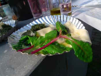 Gout weed ravioli and bright lights chard served at the Slim Pickins restaurant opening, Debra Solomon, culiblog